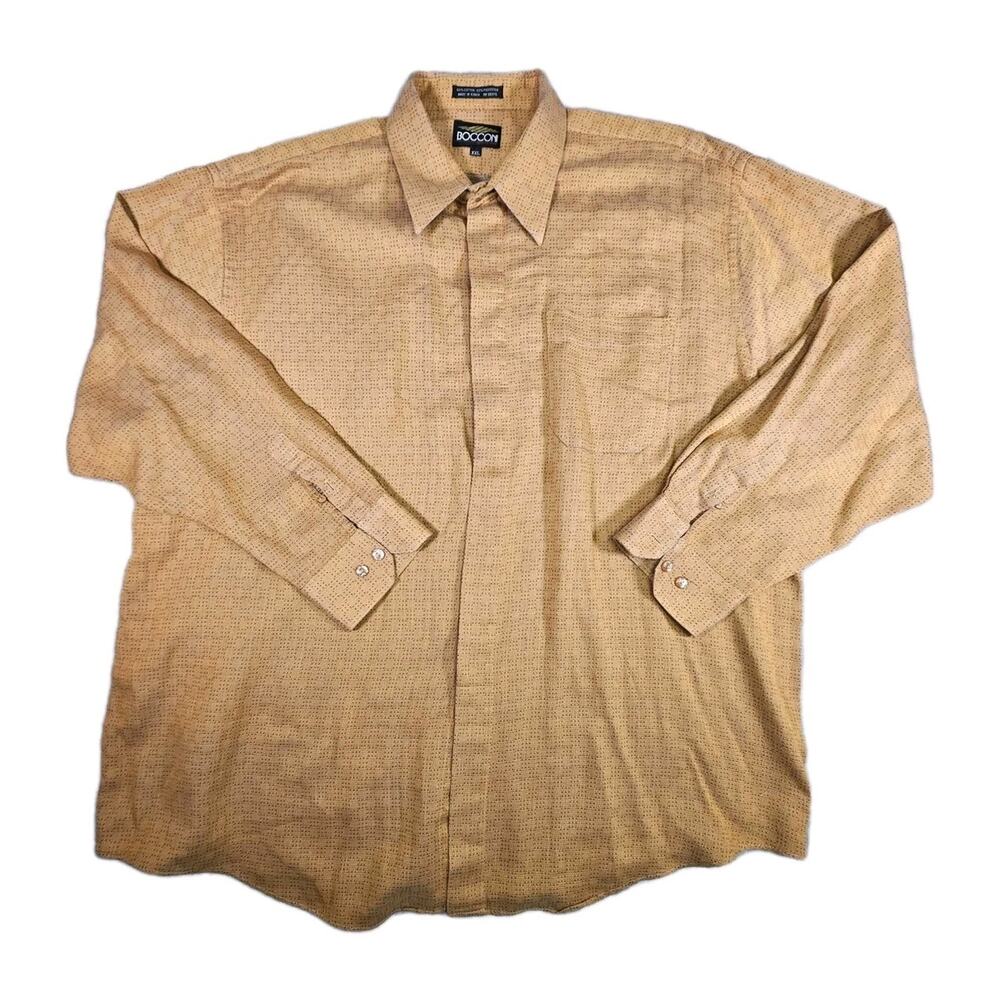 BOCCON Sportswear Button Up Shirt Mens XXL Orange Pattern Long Sleeve